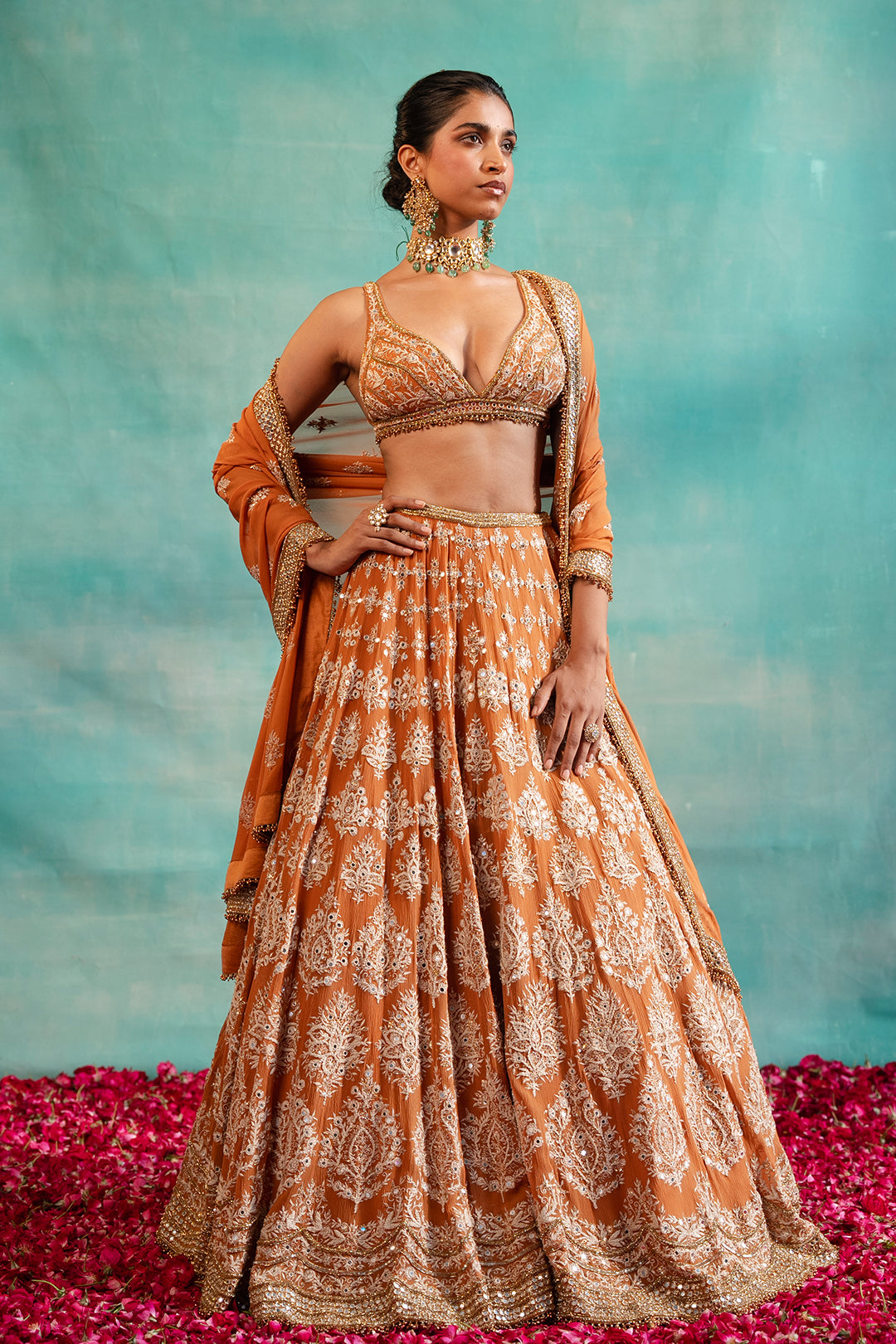 Lehenga Set with Thread & Mirror Embroidery