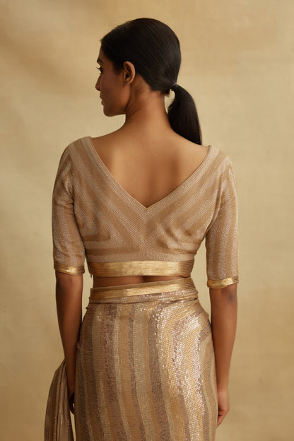 Sari Set in Tiny Sequin in an Illusion Design