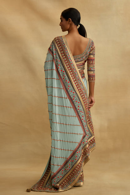 Sari Set with Tribal Thread Embroidery