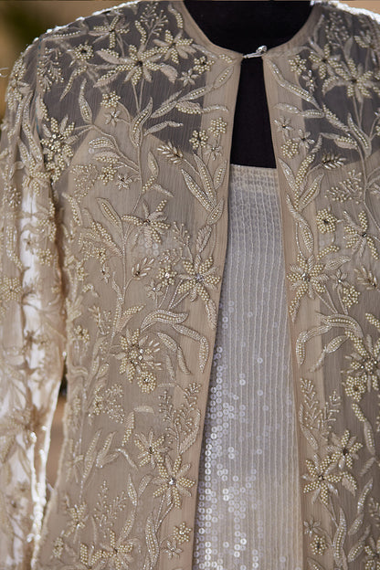 Jacket Set in Pearl and Thread Embroidery