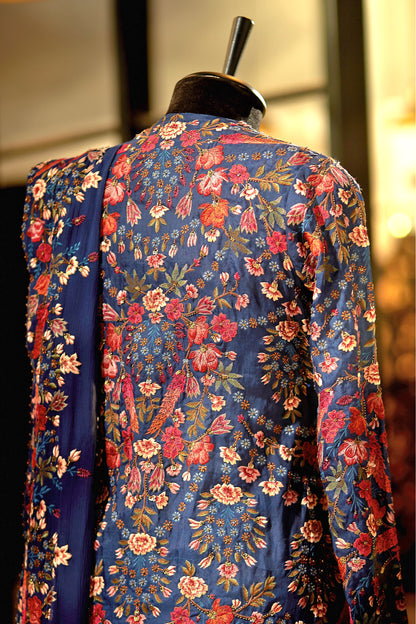 Jacket Set in Floral Thread Embroidery