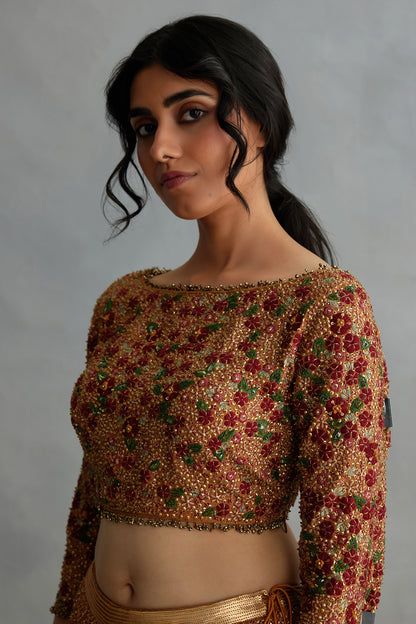 Lehenga Set with Multi Floral Thread Embroidery