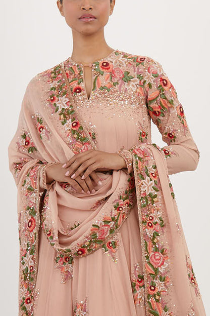 Anarkali Kurta Set in Floral Thread embroidery