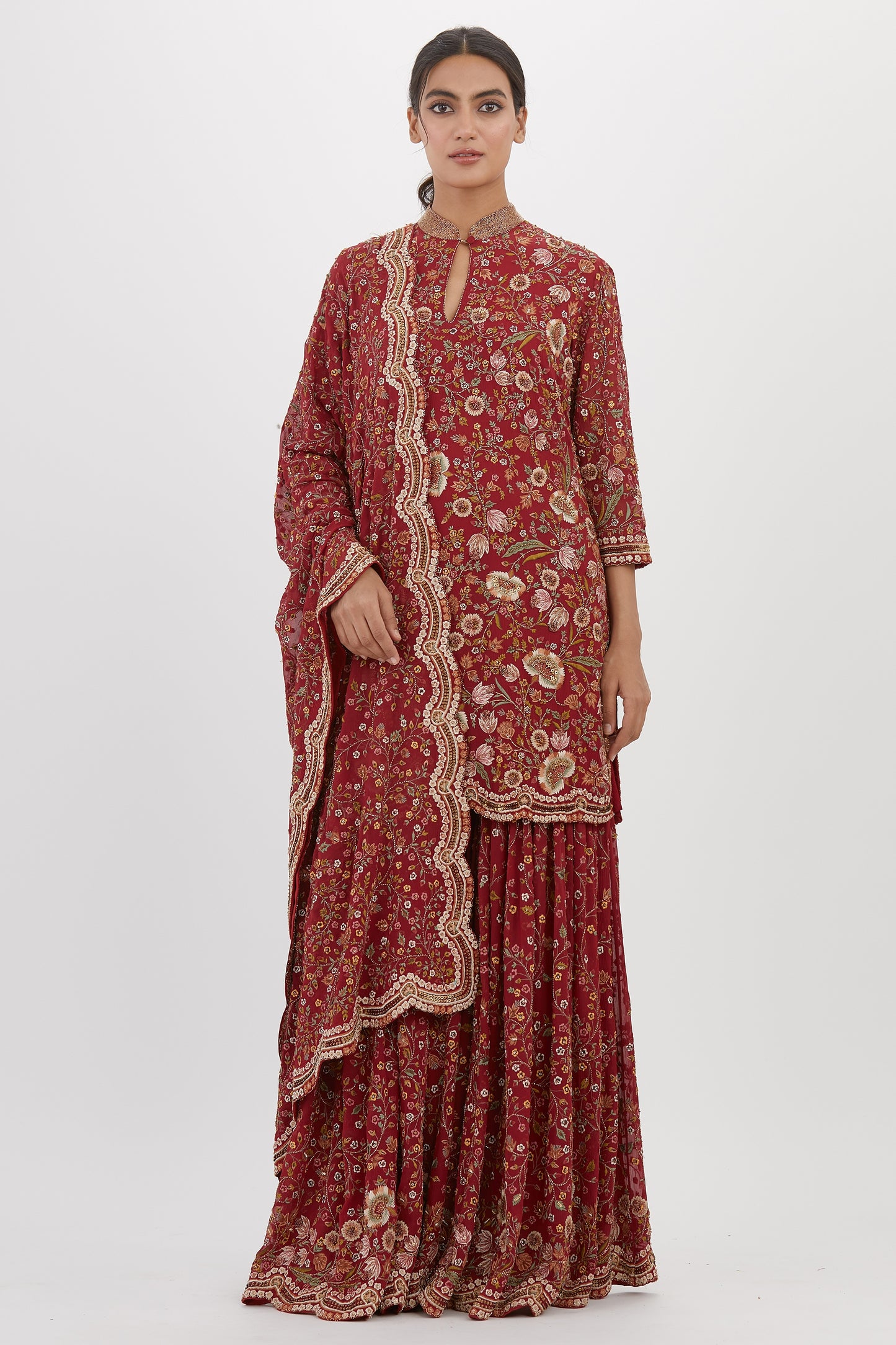 Gharara Set in intricate floral embroidery