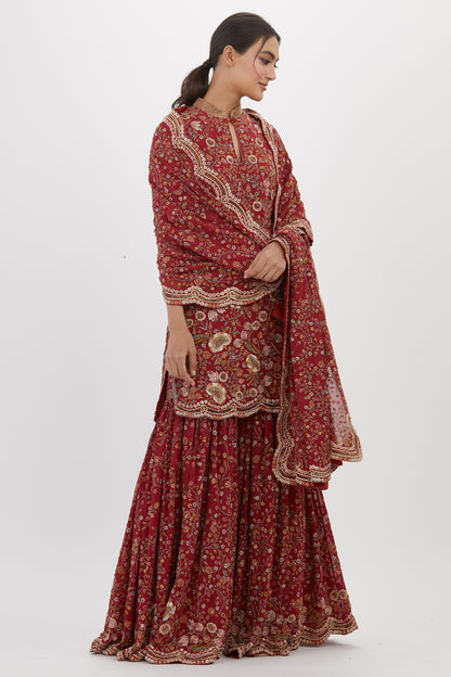 Gharara Set in intricate floral embroidery