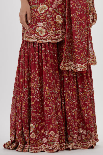 Gharara Set in intricate floral embroidery