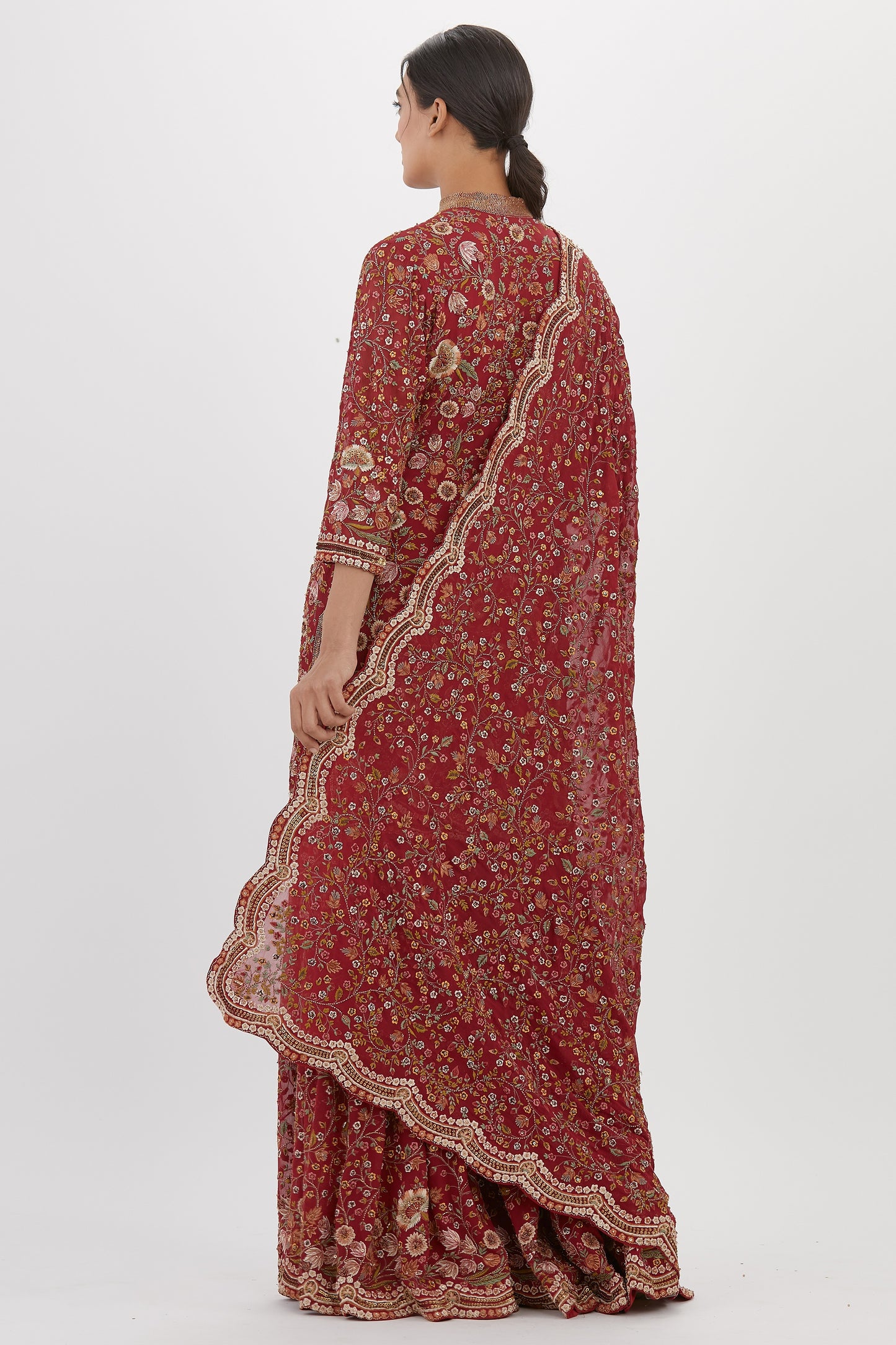 Gharara Set in intricate floral embroidery