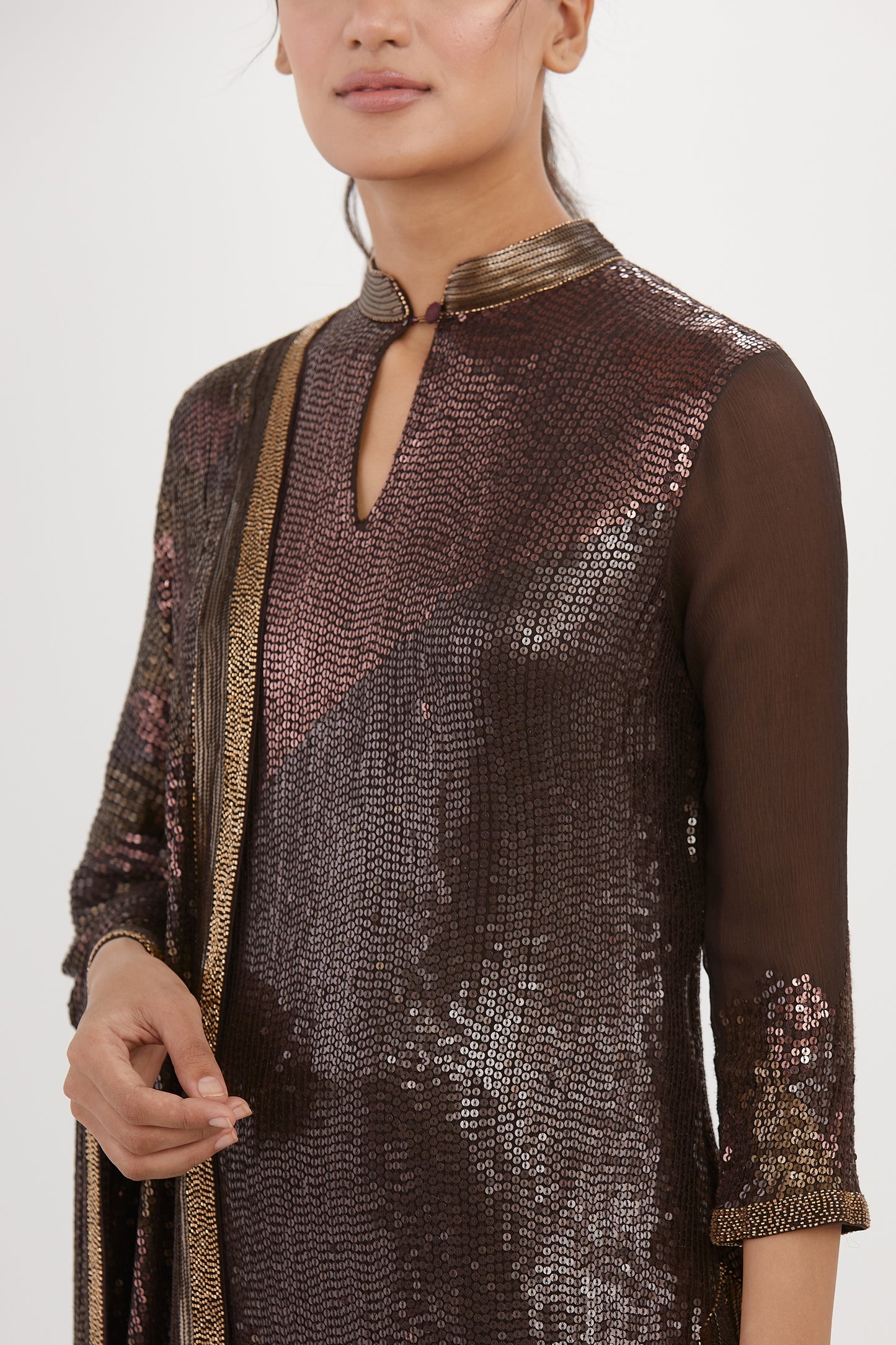 Gharara Set in Metallic Sequin Embroidery