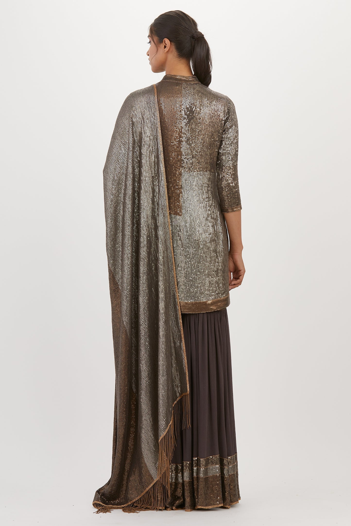 Gharara Set in Metallic Sequin Embroidery