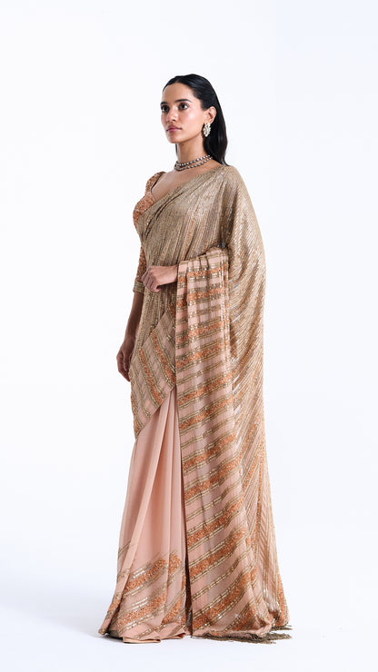 Sari Set in Mixed Line Sequin Embroidery