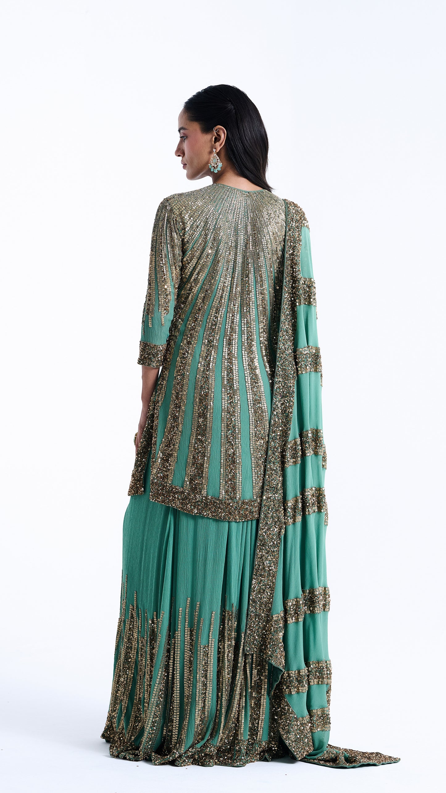 Sharara Set in Mixed Line Sequin Embroidery