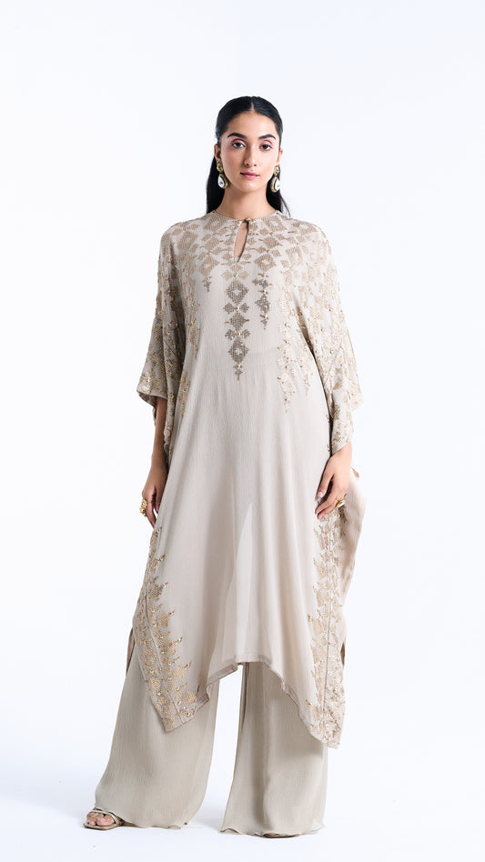 Kaftan Set in Sequin Embroidery in Diya Border Design