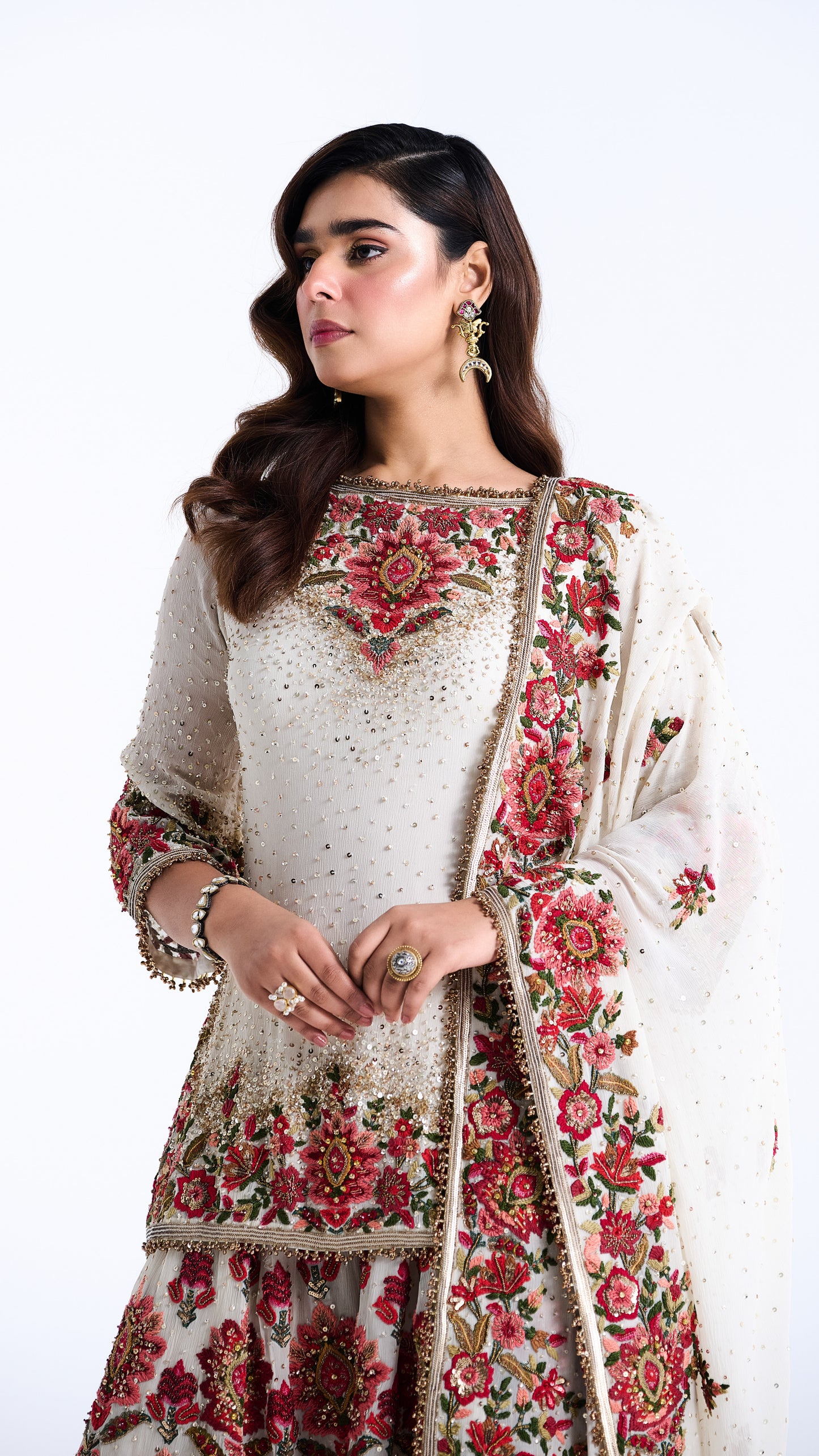 Sharara Set in Floral Carpet Artistry Thread Embroidery