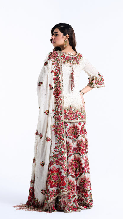 Sharara Set in Floral Carpet Artistry Thread Embroidery