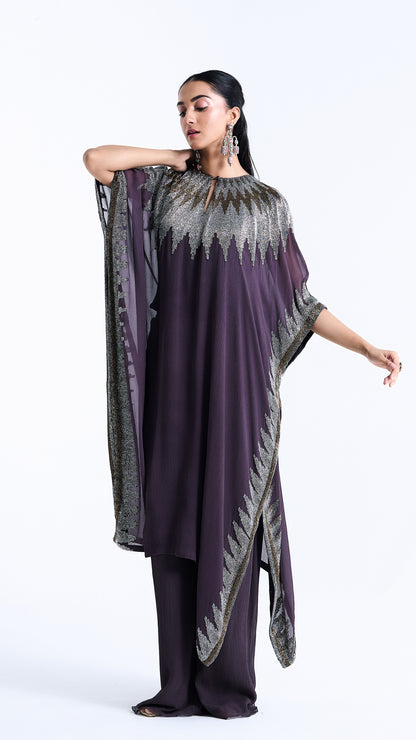 Kaftan Set in Zig Zag Cutdana Embroidery