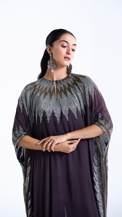 Kaftan Set in Zig Zag Cutdana Embroidery