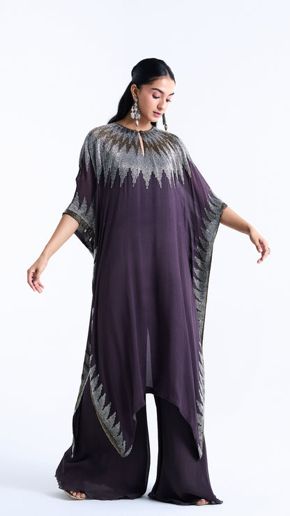 Kaftan Set in Zig Zag Cutdana Embroidery