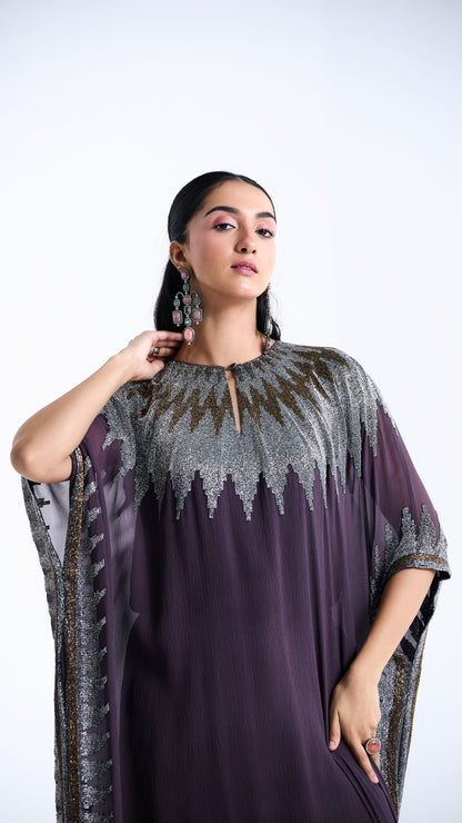 Kaftan Set in Zig Zag Cutdana Embroidery