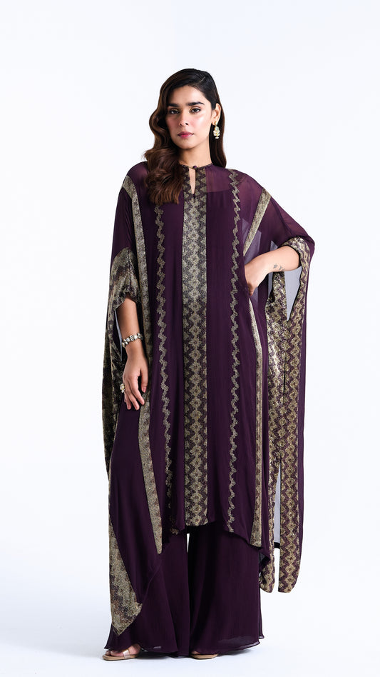 Kaftan Set in Mughal Pattern Cutdana Embroidery