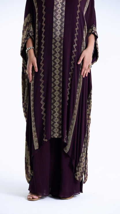 Kaftan Set in Mughal Pattern Cutdana Embroidery