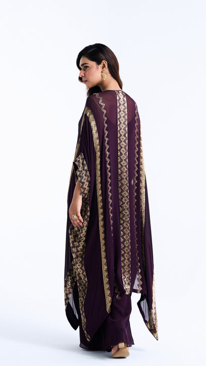 Kaftan Set in Mughal Pattern Cutdana Embroidery