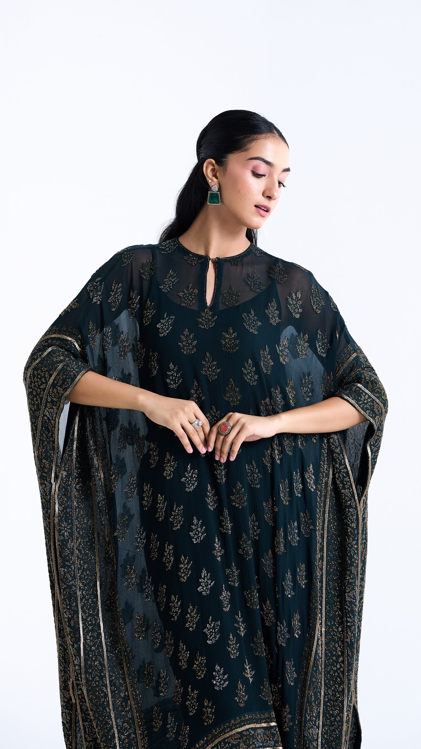 Kaftan Set in Cutdana Embroidery