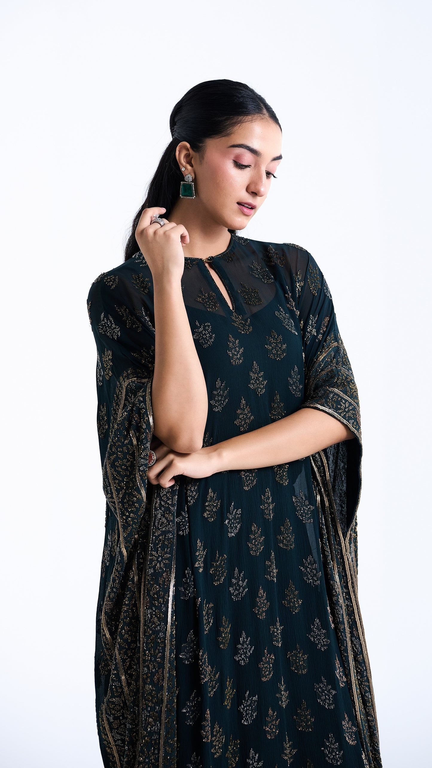 Kaftan Set in Cutdana Embroidery