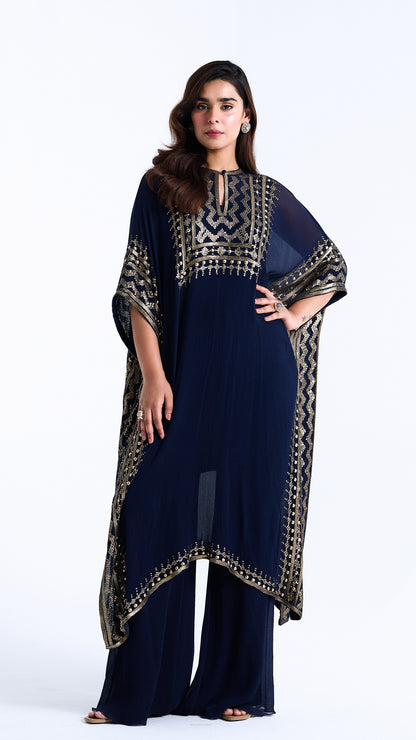 Kaftan Set in Sequin Embroidery in Diya Border Design