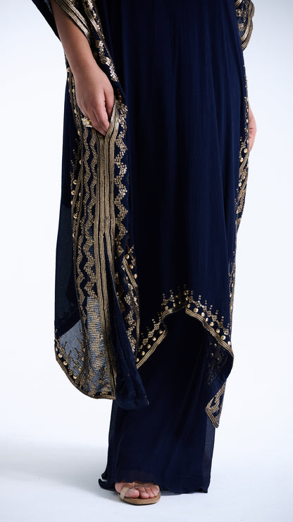 Kaftan Set in Sequin Embroidery in Diya Border Design