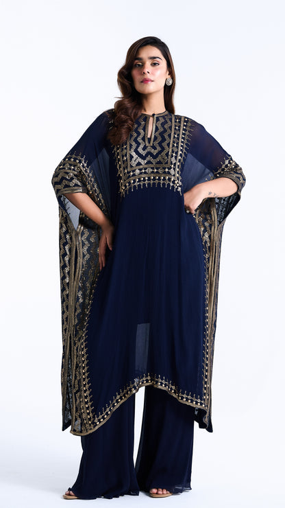 Kaftan Set in Sequin Embroidery in Diya Border Design