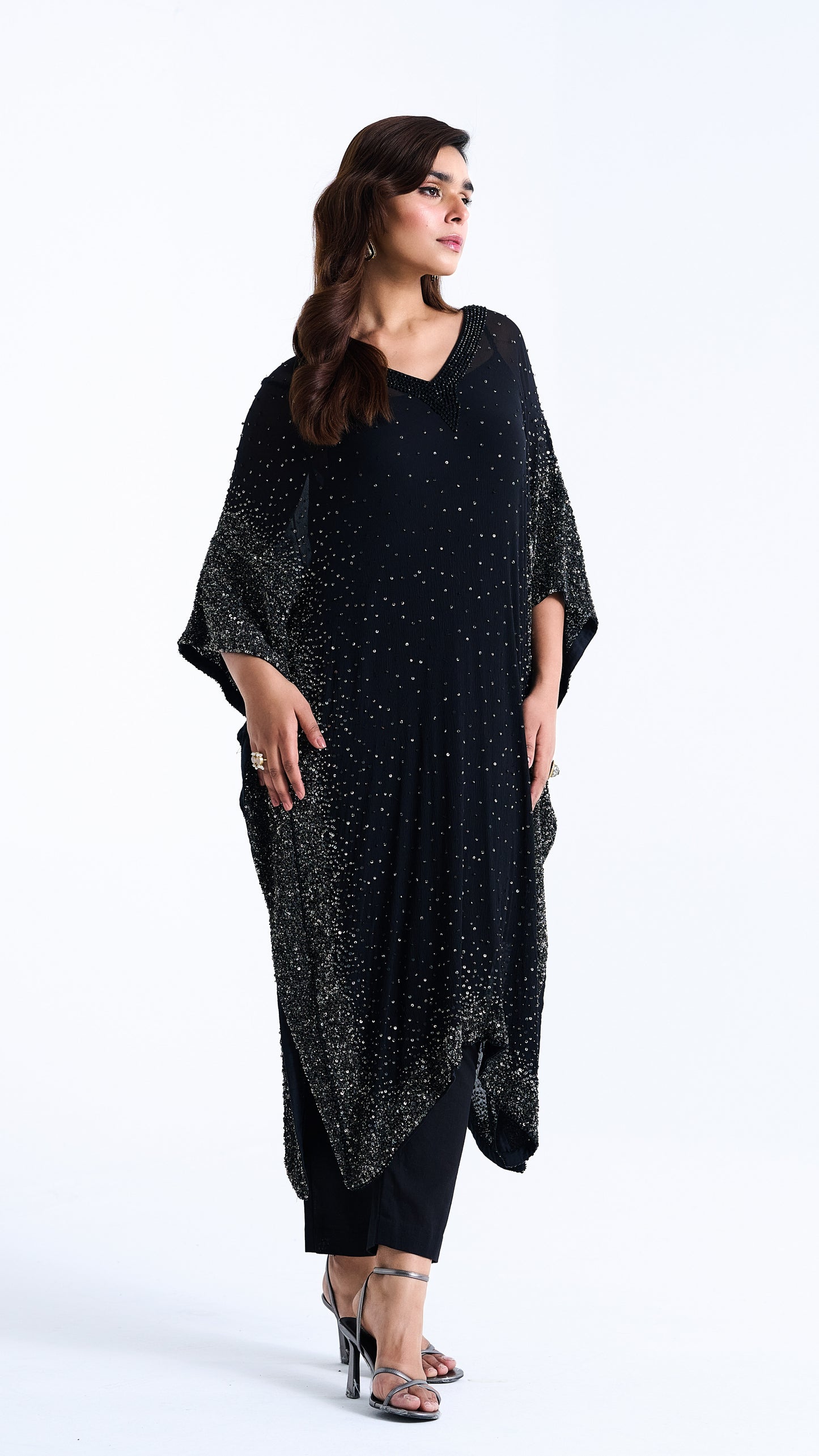 Kaftan Set in Stone and Sequin Embroidery