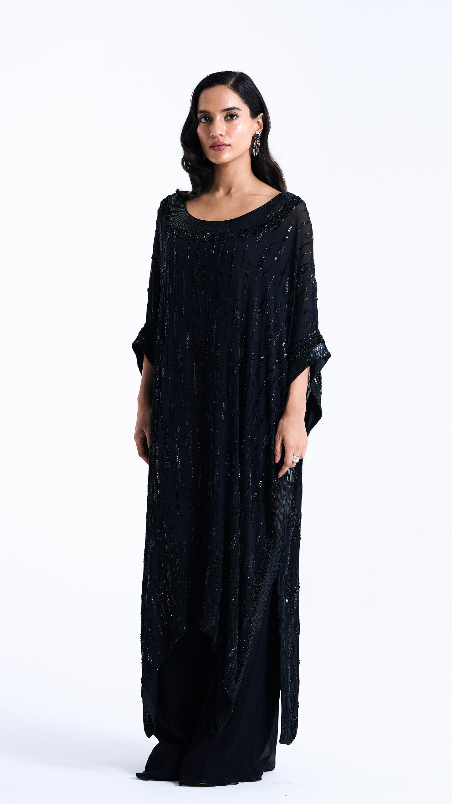 Kaftan Set in Abstract Sequin Embroidery