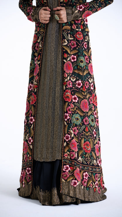 Jacket Set in Persian Floral Thread Embroidery