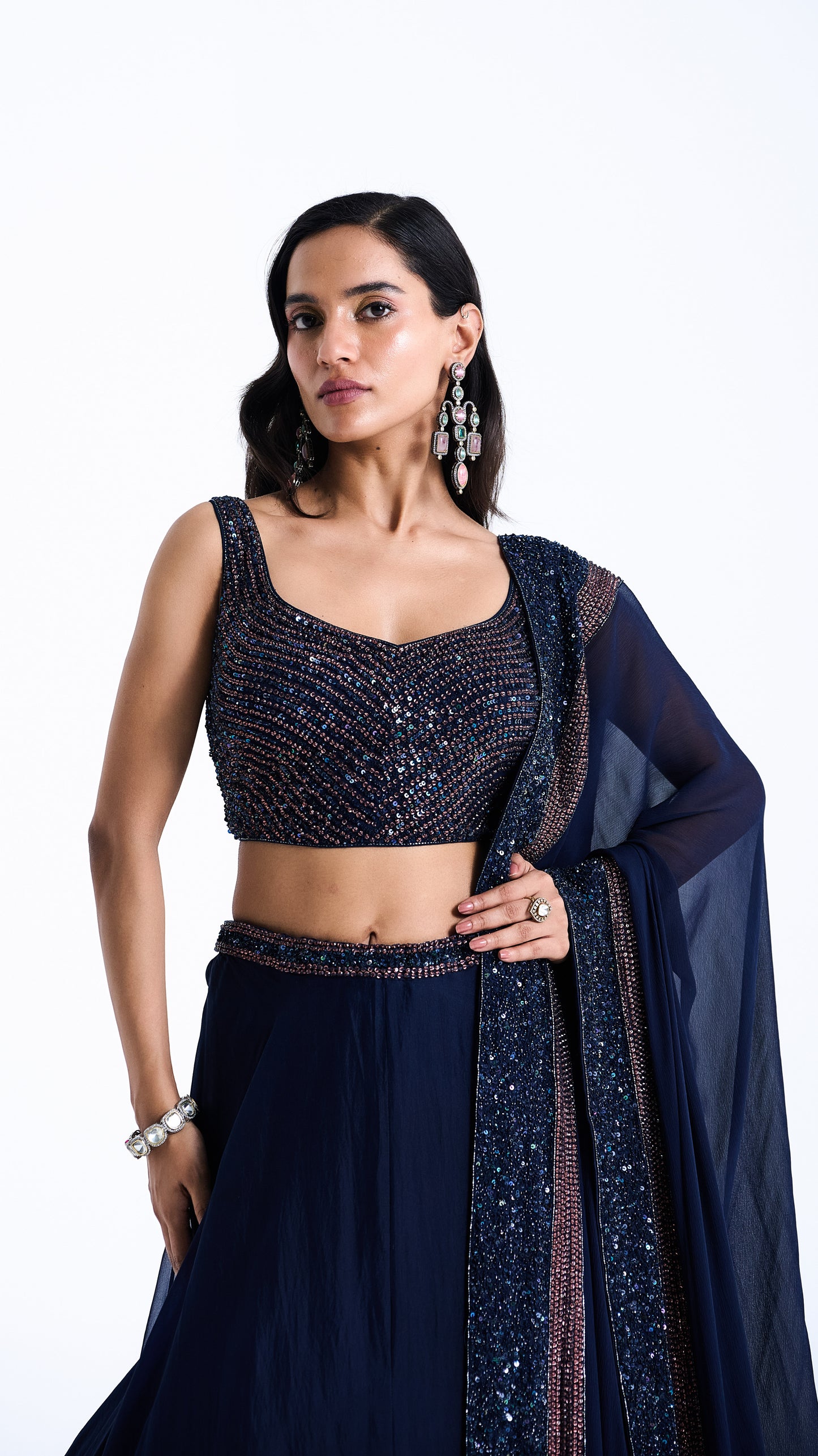 Lehenga Set in Stone and Sequin Embroidery