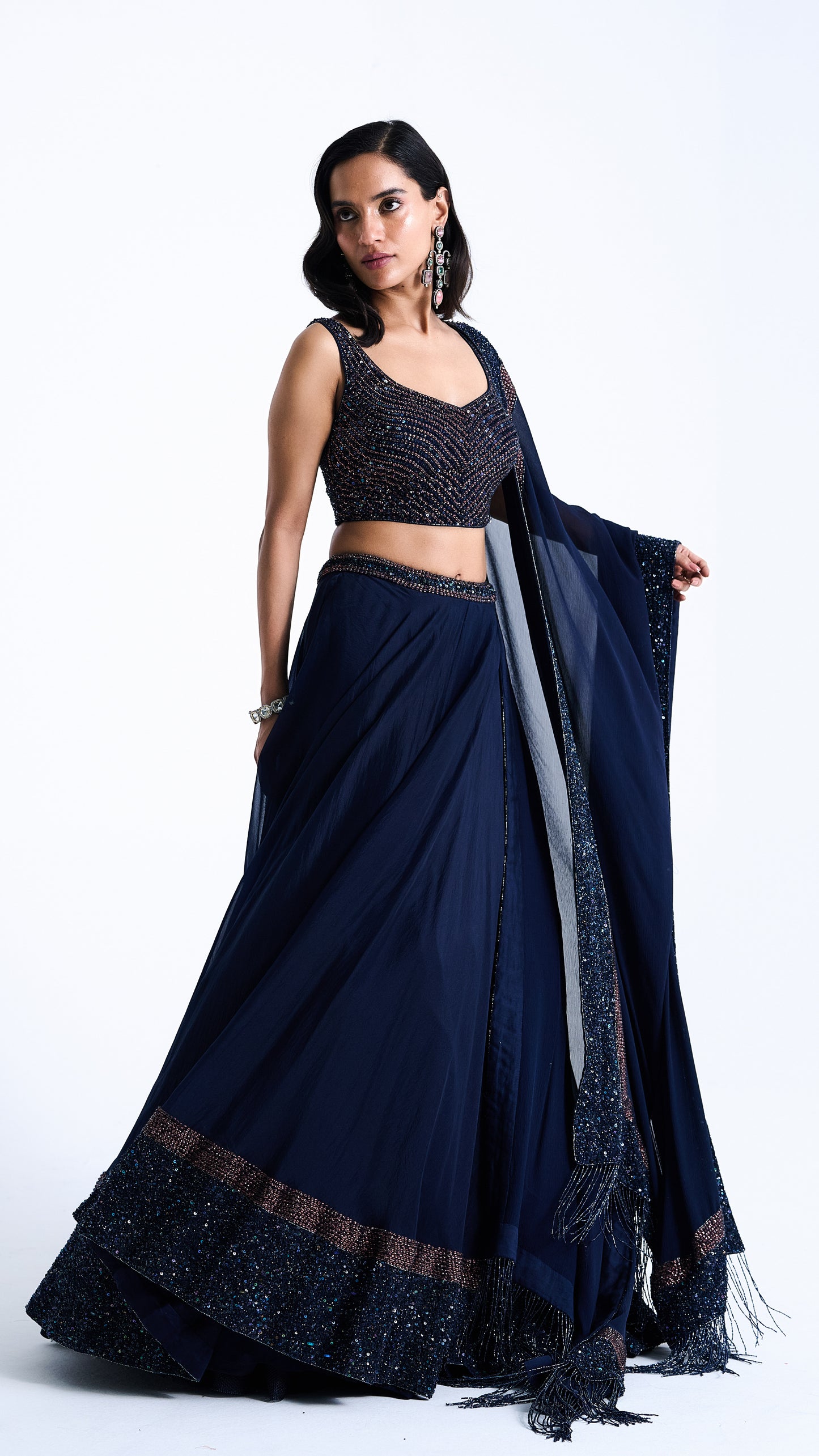 Lehenga Set in Stone and Sequin Embroidery