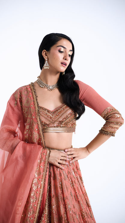 Lehenga Set in Abstract Sequin Embroidery