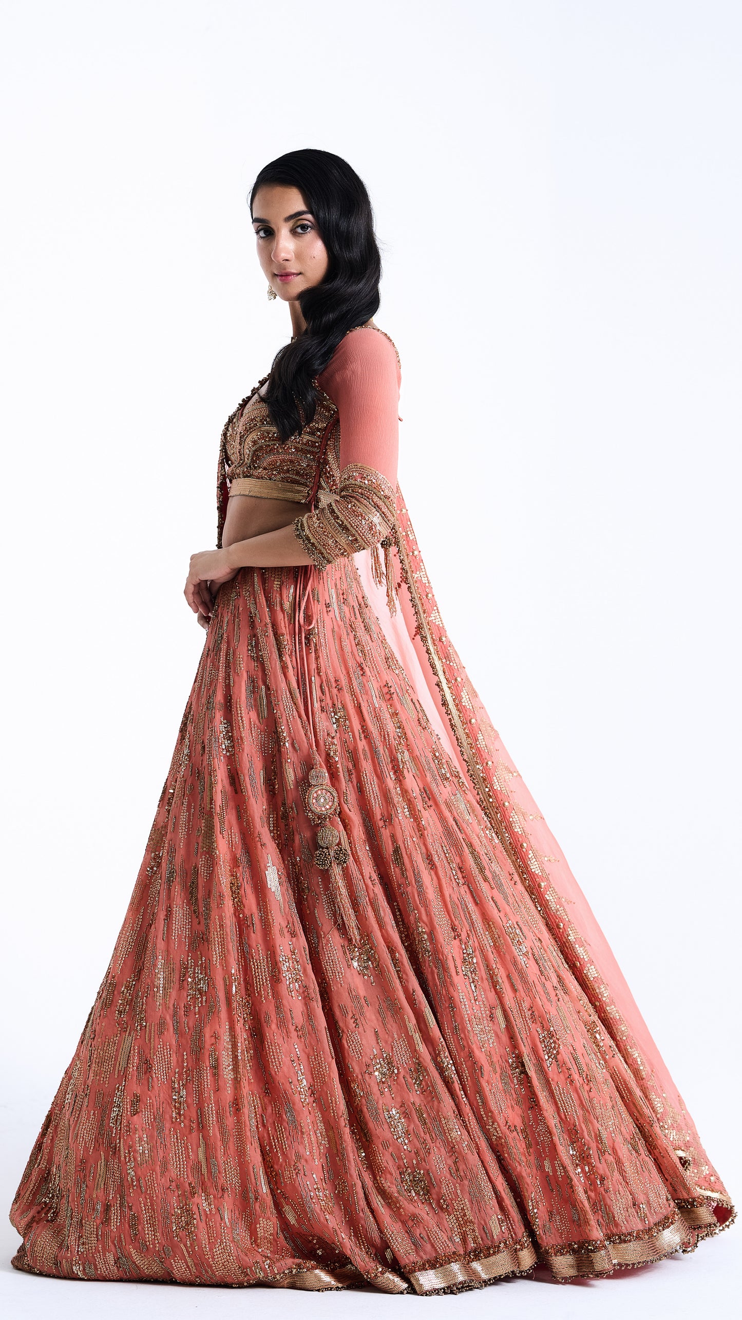 Lehenga Set in Abstract Sequin Embroidery