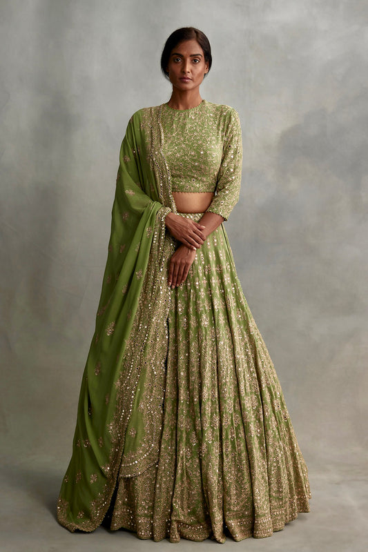 Lehenga Set in Mirror Work & Thread embroidery