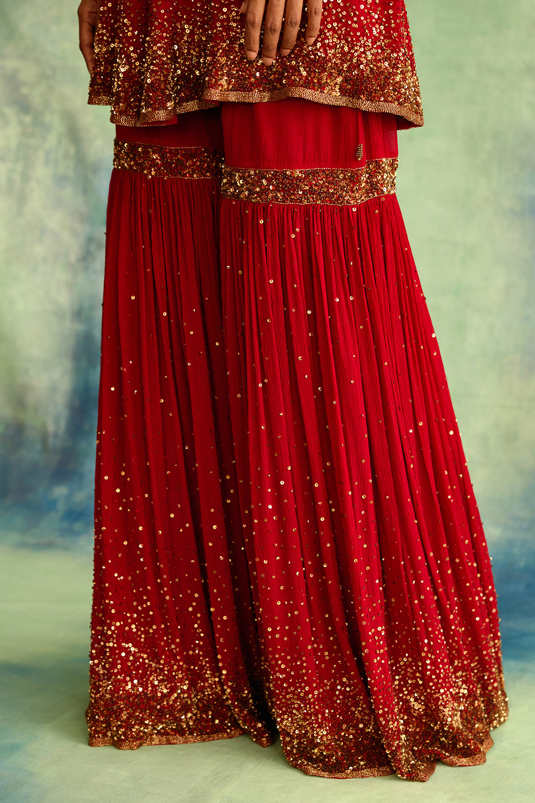 Gharara Set with Gold Sprinkle Sequin Embroidery