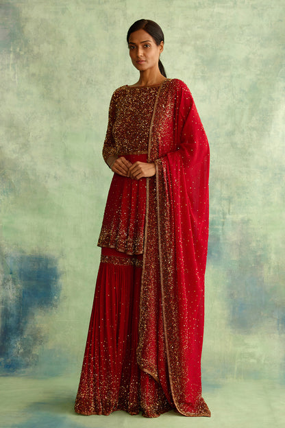 Gharara Set with Gold Sprinkle Sequin Embroidery