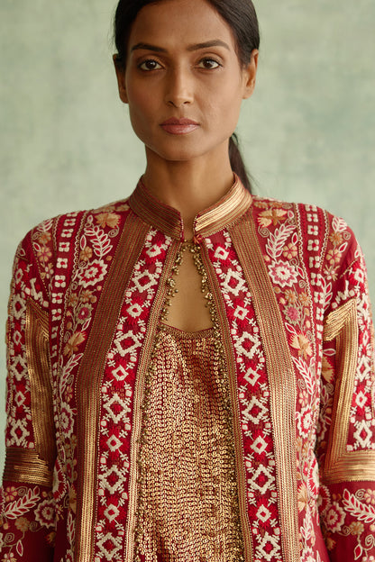 Jacket Set in Tribal Thread Embroidery