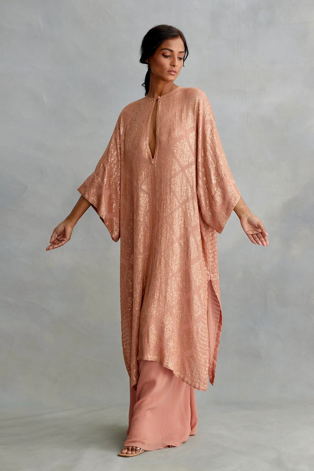 Kaftan Set in Small Sequin Embroidery