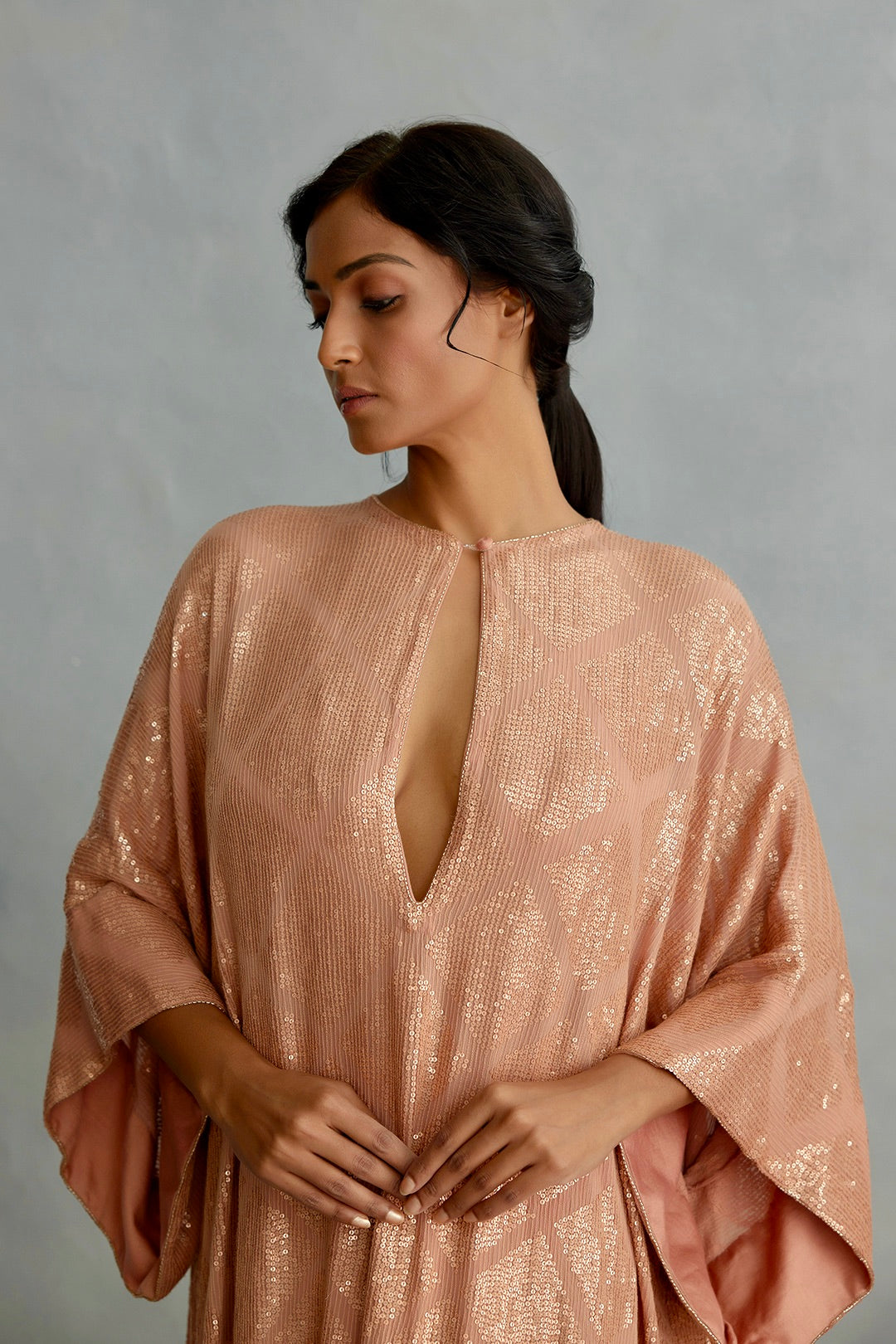 Kaftan Set in Small Sequin Embroidery