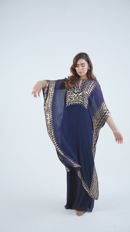 Kaftan Set in Sequin Embroidery in Diya Border Design