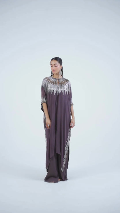 Kaftan Set in Zig Zag Cutdana Embroidery