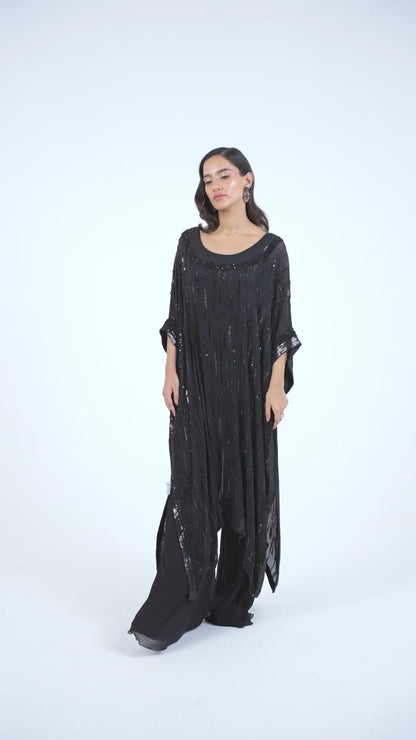 Kaftan Set in Abstract Sequin Embroidery